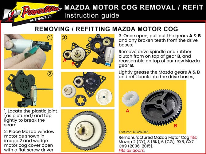 Mazda Motor Cog Install Installation Instructions