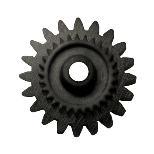 Top view of a black plastic odometer gear with 20 teeth outer and 29 teeth inner, suiting Ford Falcon XD-XE.