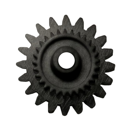 Top view of a black plastic odometer gear with 20 teeth outer and 29 teeth inner, suiting Ford Falcon XD-XE.
