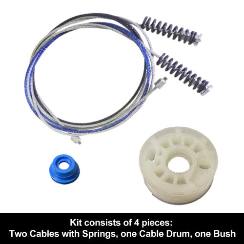 Kia Sportage QL 2014-2019 Window Regulator Repair Kit including cables, springs, cable drum, bush